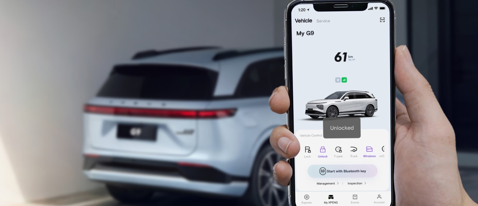 Kontrola z aplikacją XPENG